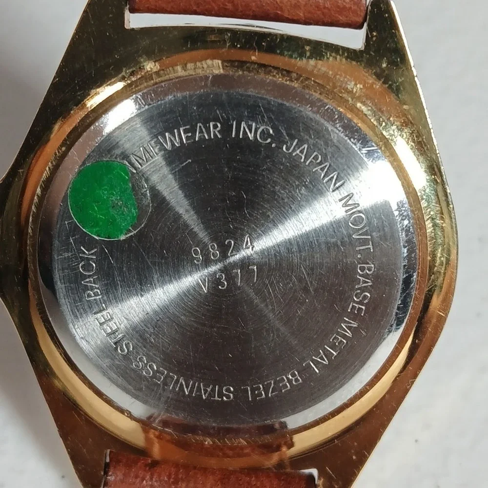Gitane Quartz Watch Mens Brown Gold Two Tone Dress Casual 1990s Vintage